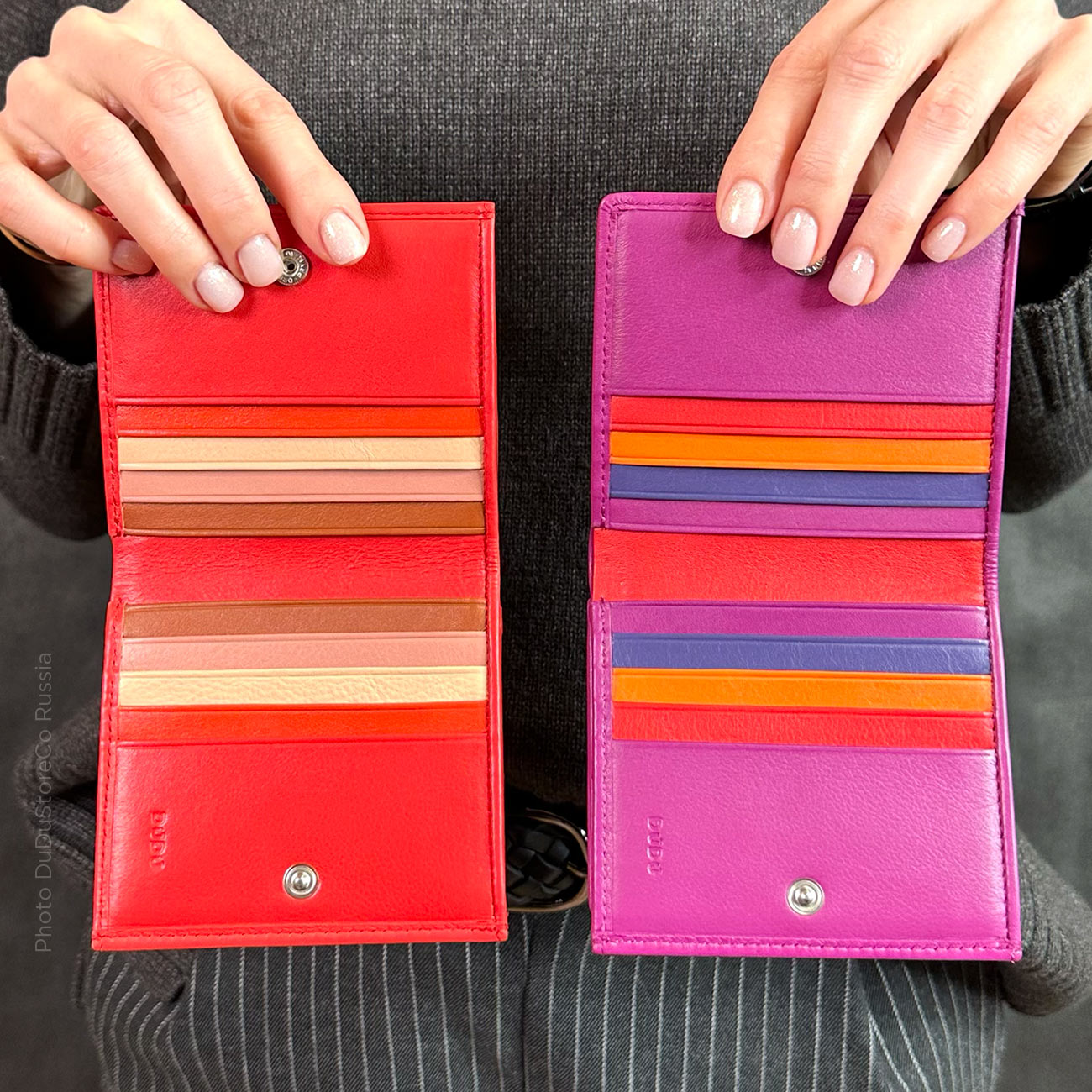 Цветные кожаные кошельки DuDuBags