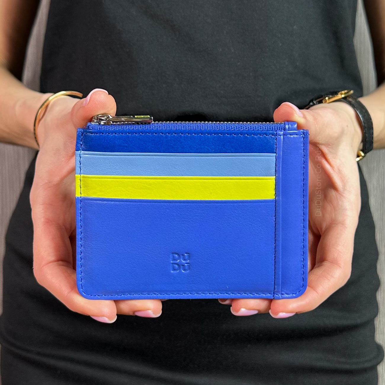 Цветной компактный кожаный кардхолдер на молнии DuDu серии Tiago