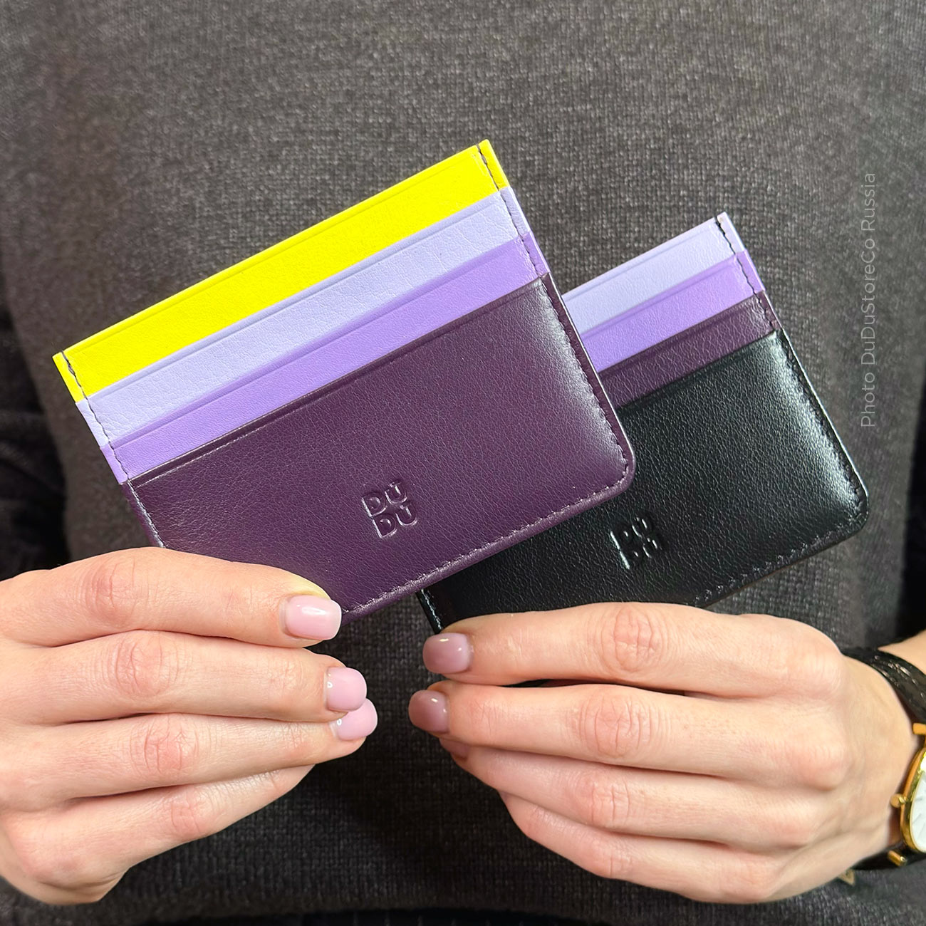 Цветной кожаный кардхолдер унисекс DuDu серии Svalbard