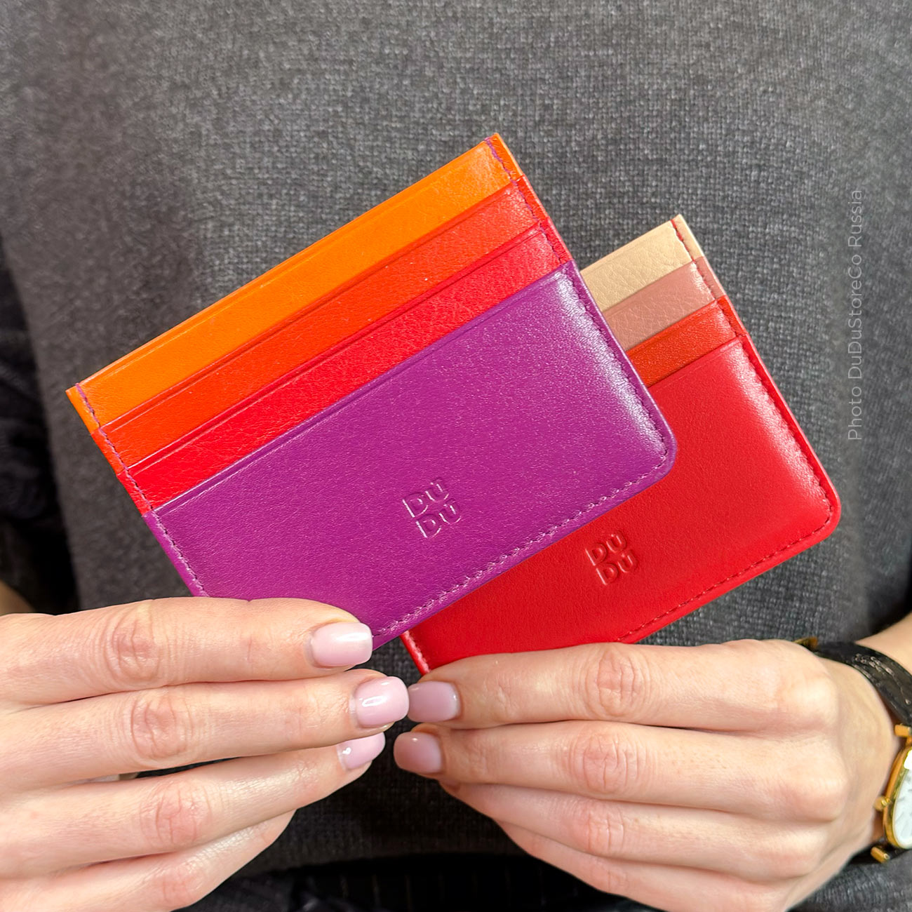 Цветной кожаный кардхолдер унисекс DuDu серии Svalbard